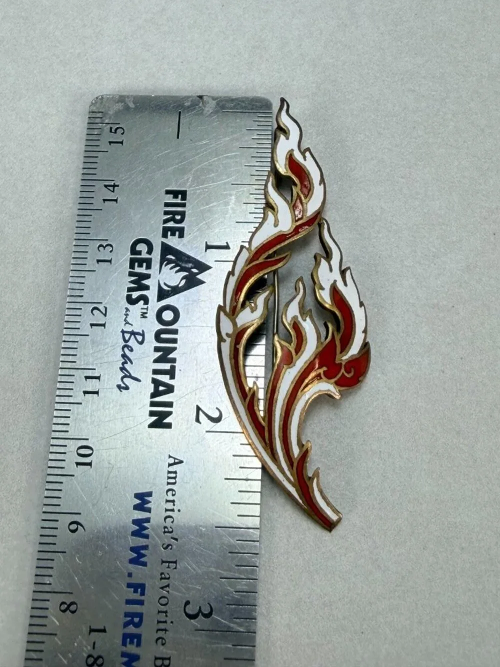 Vintage Siam Fire Flame Pin Brooch Abstract Fire Gold Tone Statement